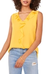 Vince Camuto Ruffle Neck Sleeveless Georgette Blouse In Golden