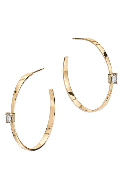 Lana Jewelry Solo Emerald Cut Diamond Tapered Hoop Earrings In Yellow