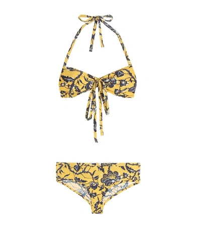 Isabel Marant Étoile Starla Printed Bandeau Bikini In Yellow
