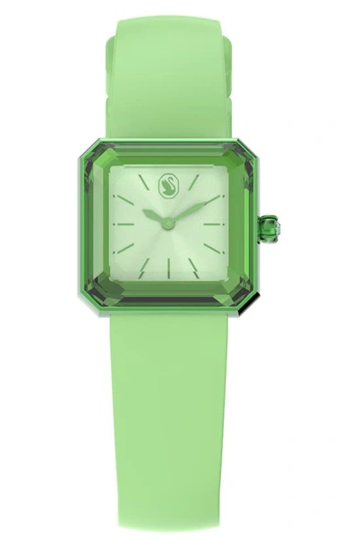 Swarovski ‘lucent' Crystal Silicone Strap Watch In Green