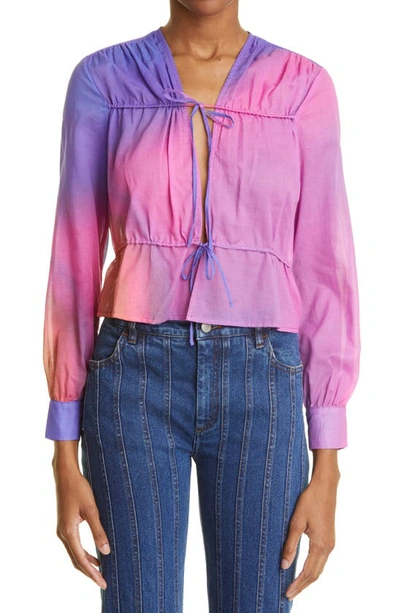 Paloma Wool Steina Tie Front Cotton Blend Blouse In Lilac