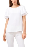 Vince Camuto Tulip Sleeve Chiffon Top In New Ivory