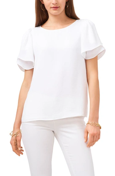 Vince Camuto Tulip Sleeve Chiffon Top In New Ivory