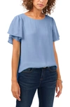 Vince Camuto Tulip Sleeve Chiffon Top In Canyon Blue