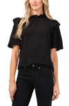 Cece Flutter Sleeve Blouse In Black