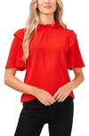 Cece Flutter Sleeve Blouse In Red