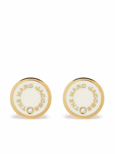 Marc Jacobs Engraved-logo Cuff Earrings In Nude & Neutrals