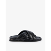 Anine Bing Lizzie Leather Cross-strap Slides In Black
