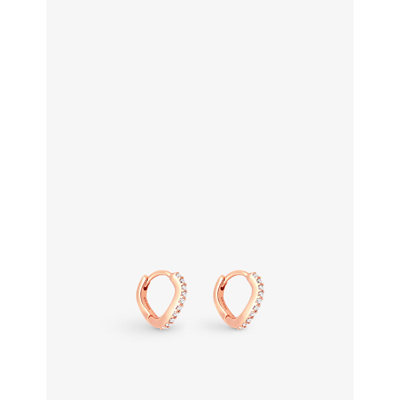 Astrid & Miyu Wave 18ct Rose Gold-plated Sterling-silver And Cubic Zirconia Huggies Earrings