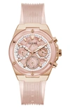 GUESS MULTIFUNCTION SILICONE STRAP WATCH, 39MM