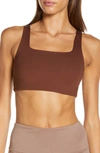 Girlfriend Collective Tommy Square-neck Stretch-recycled Polyester Sports Bra In Earth
