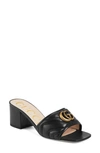 Gucci Marmont Quilted Medallion Mule Sandals In Black
