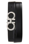 FERRAGAMO DOUBLE GANCIO CALFSKIN LEATHER BELT