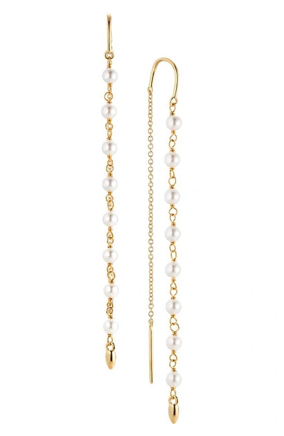 Nadri La Vie Nacre Pearl Threader Earrings In 18k Gold Plated In White/gold