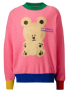 The Animals Observatory Bear Printed Wool Tricot Knit Sweater In Fuchsia