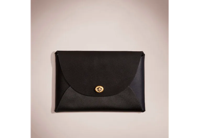 Coach Remade Colorblock Large Pouch In Black/grey Multi