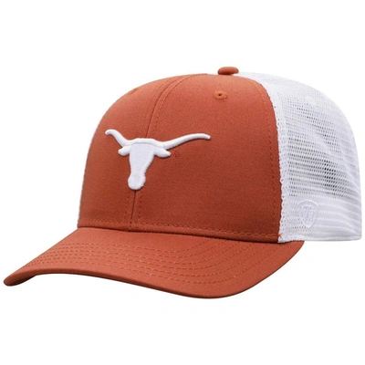 Top Of The World Men's Texas Orange And White Texas Longhorns Trucker Snapback Hat In Texas Orange,white