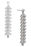 Nadri Rsvp Crystal Leaf Linear Earrings In Rhodium