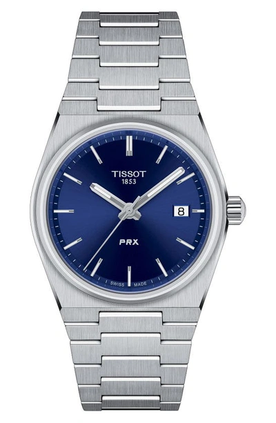 Tissot T137.410.11.031.00 Prx Stainless Steel Quartz Watch In Blue/silver