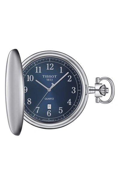 Tissot Savonnettes Quartz Pocket Watch, 49mm In Blue/silver