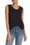 Madewell Whisper Cotton Crewneck Pocket Muscle Tank In True Black