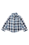 Thoughtfully Hooded Babies' Kid's Print Button-up Shirt & Two Hoods Set In Navy Plaid