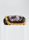 Bottega Veneta Medium Ruched Napa Chain Pouch Bag In Dark Brown