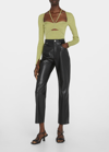 Jonathan Simkhai Alexia Cut-out Sweetheart Rib Knit Top In Moss/lime