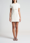 Valentino Bow-embellished Wool-blend Crepe Mini Dress In Ivory