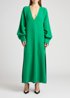 Valentino Silk Cady Couture Kaftan Dress In Green