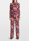 Valentino Logo Bandana-print Scarf-neck Silk Blouse In Ivorynavyredwhite