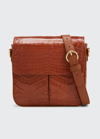 Maria Oliver Olivia Crocodile Crossbody Bag In Cg-cognac Shiny