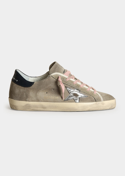 Golden Goose Superstar Mixed Leather Low-top Sneakers In Taupe/silver/dark