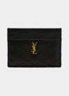 Saint Laurent Gaby Ysl Quilted Lambskin Card Case In 1000nero