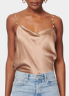 Cami Nyc The Busy Pearl-embellished Silk-blend Charmeuse Camisole In Beachwood