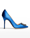 Manolo Blahnik Hangisi 105mm Satin High-heel Pumps In Blue