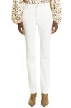 Lafayette 148 Thompson Dynamic Herringbone Jacquard Slim-leg Jeans In White
