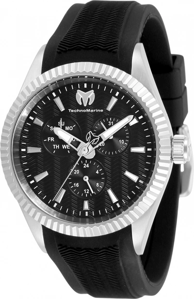 Technomarine Sea Quartz Black Dial Mens Watch Tm-719022 In Black,silver Tone