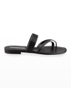 Manolo Blahnik Susa Crisscross Metallic Flat Sandals In Black