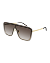 Saint Laurent Mask Shield Mirrored Sunglasses In Brown / Gold