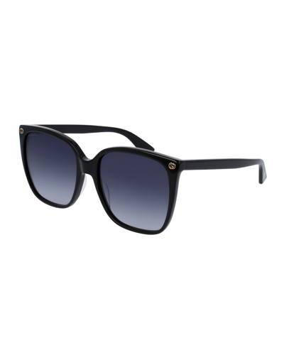 Gucci Oversize Gradient Square Sunglasses In Black