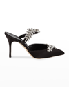 Manolo Blahnik Lurum Crystal-embellished Mules In Black