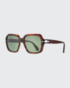 Persol Oversized Square Acetate Sunglasses In Havana