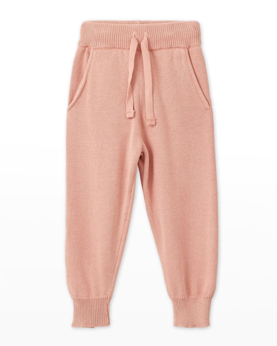 Vild - House Of Little Kid's Organic Cotton Knit Joggers In Pink Rust