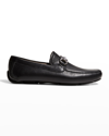 Ferragamo Mens Black Parigi Buckled Leather Driver Shoes In Nero