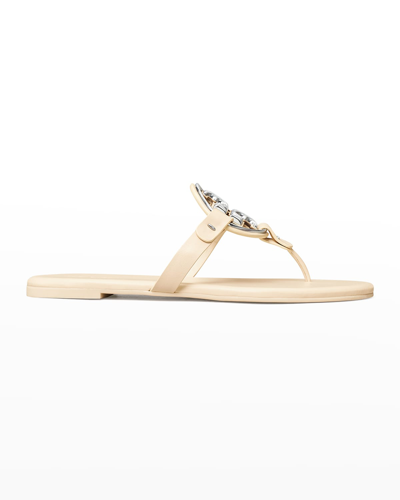 Tory Burch Metal Miller Soft Leather Sandals In New Cream