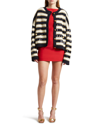 Valentino Rockstud Ribbed Sequin Stripe Cotton Blend Cardigan In Navygold