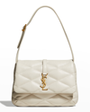 Saint Laurent Le 57 Ysl Quilted Leather Flap Bag In Crema Soft