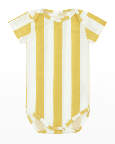 Vild - House Of Little Kid's Short Sleeve Tencel Bodysuit In Yellow Stripe