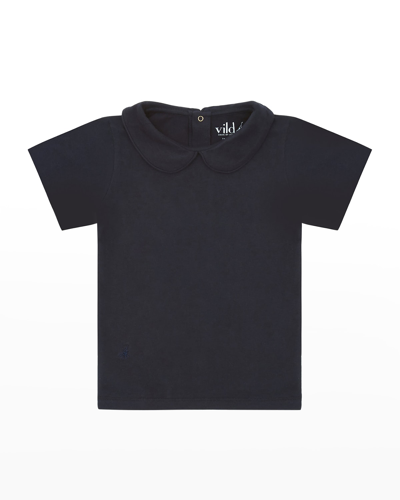 Vild - House Of Little Kid's Woven Collared Shirt In Navy Blue